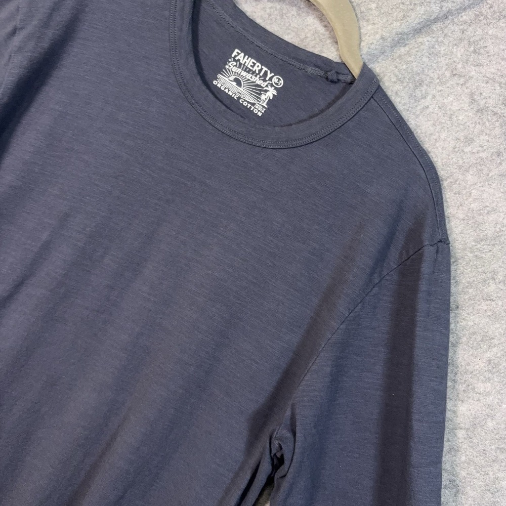 Faherty Sunwashed Organic Cotton Tee Mens Med Tall Blue Lightweight